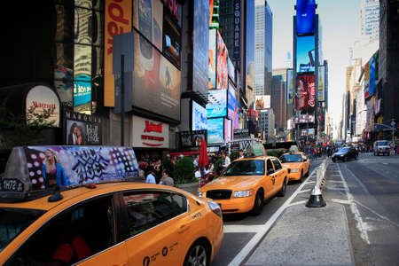 New York, NY, USA - May 17, 2013: Times Square, featured with Broadway Theaters and huge number of LED signs, is a symbol of New York City and the United States, October 12, 2012 in Manhattan, New York Cityのeditorial素材