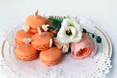 Cakes and boutonniere with roses の写真素材