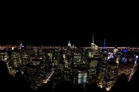 New York City Manhattan skyline aerial view with Empire State and skyscrapersのeditorial素材