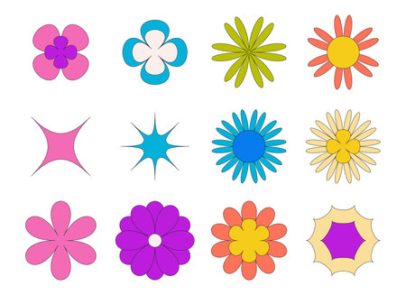 Flower icon set on white background. Vector illustration. EPS 10のイラスト素材