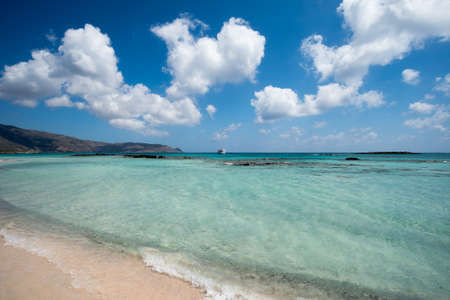 tranquil beach scene at elefonisi, crete, greece, europeの写真素材