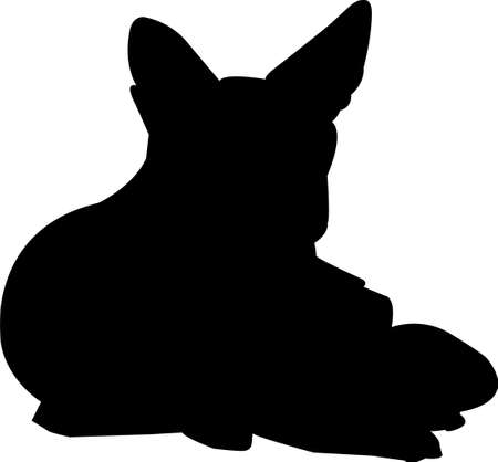Silhouette of a lying black backed Jackal - digitally hand drawn illustrationのイラスト素材