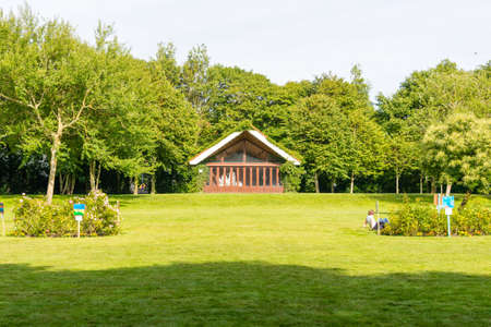 WANGEROOGE, GERMANY.  05th July 2017:  View of the rose garden park in the center of the island wangeroog, one of the seven german east frisian ilands, is a beautiful wadden sea island located in the german sea.のeditorial素材