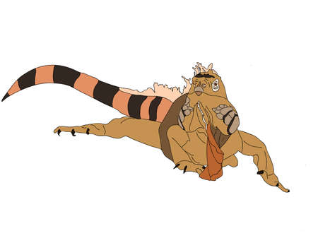 Digitally Handdrawn Illustration of a wildlife reptile isolated on white backgroundのイラスト素材
