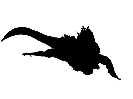 Digitally handdrawn Silhouette of a big reptile isolated on white backgroundの写真素材