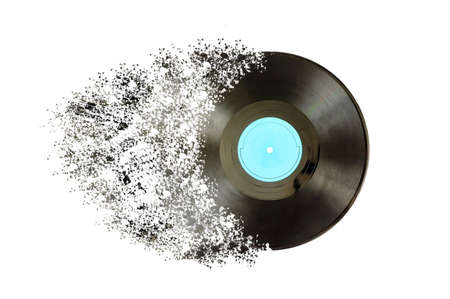 Black vinyl record isolated on white background