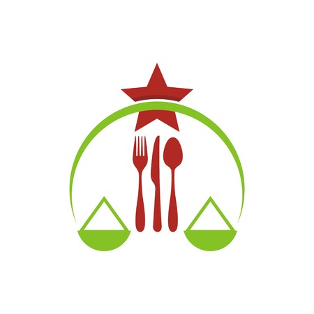 circle star cutlery logo symbol vectorのイラスト素材