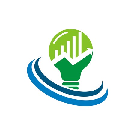 Business graph growth progress icon bulb vectorのイラスト素材