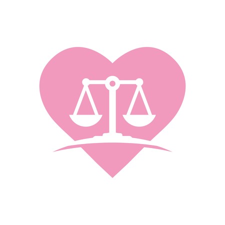 Law firm logo icon with vintage scale in balance symbol love vectorのイラスト素材