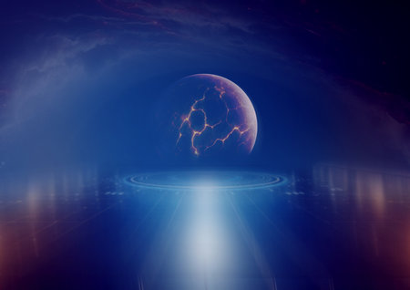 Fantasy alien planet. Abstract space background. 3D illustration.の写真素材