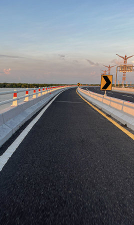 Asphalt road and construction site in bangkok province, Thailand.の写真素材