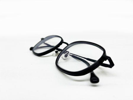 Eyeglasses isolated on a white background. Selective focus.の写真素材
