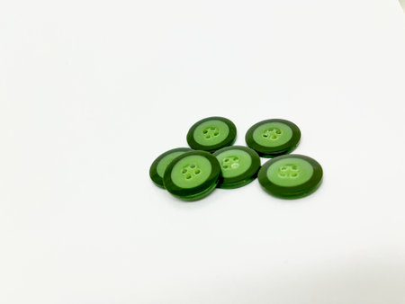 Green buttons isolated on white background. Clipping Paths included.の写真素材