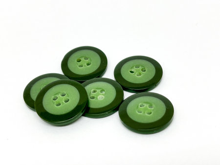 Green buttons isolated on white background. Clipping Paths included.の写真素材
