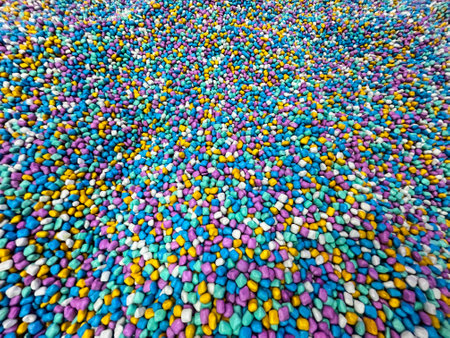 Colorful abstract background of small pebbles on the floor.の写真素材
