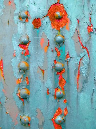 rusty iron platework and rivetsの写真素材