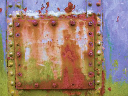 rusty iron platework and rivetsの写真素材