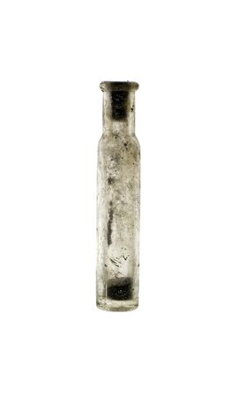 Vintage medicine bottle; very old drug bottle, isolated on white groundの写真素材