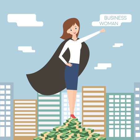 Business woman. Team leader, boss, hero woman. Superhero business lady.のイラスト素材
