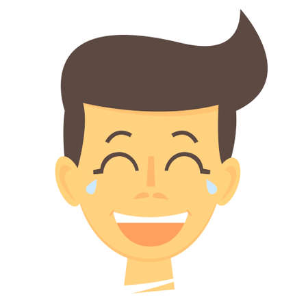 Laughing cartoon boy. Happy boy face icon. Laughing boy isolated. Vector Illustrationのイラスト素材