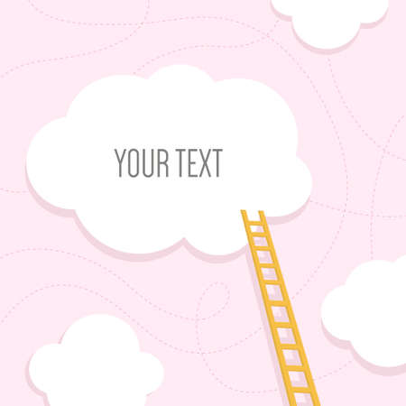 Stairs to the cloud with text place. Template for you design. Vector Illustrationのイラスト素材