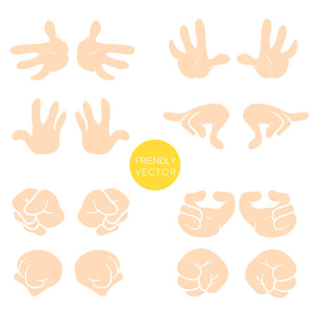 Vector collection of wrist symbols isolated on white background. Cartoon style. Different wrist and gestures signs.のイラスト素材