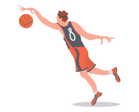 Basketball player jumping with a ball. Vector illustrationのイラスト素材