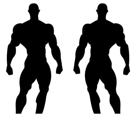 Silhouette illustration of a bodybuilder.Male muscular anatomy. Vector illustrationのイラスト素材