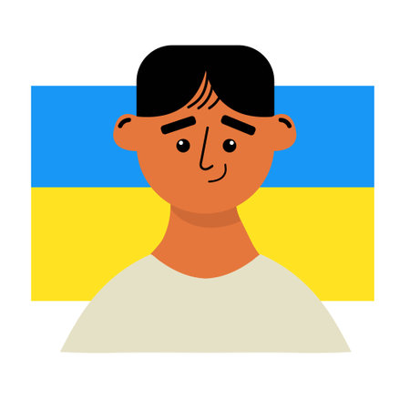 Support for Ukraine. no war. Patriotic male character. Support against fighting. Patriotic Spiritのイラスト素材