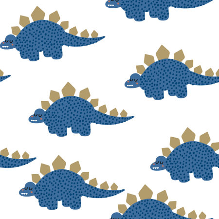 Seamless pattern with dinosaur. Baby background for textile, wrapping, fabric, wallpaper. vector illustrationのイラスト素材