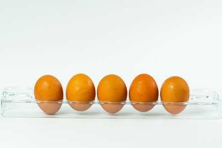 The eggs on a white backgroundの写真素材