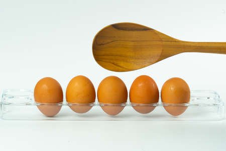 The eggs on a white backgroundの写真素材