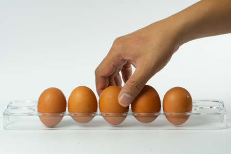 The eggs on a white backgroundの写真素材