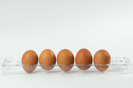 The eggs on a white backgroundの写真素材