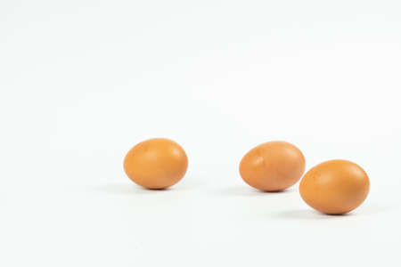 The eggs on a white backgroundの写真素材