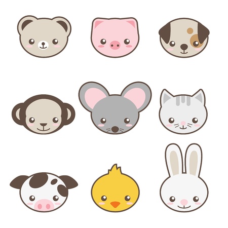 Set of animals facesのイラスト素材