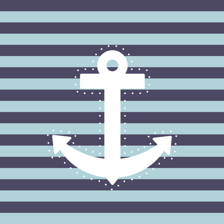 White anchor  Striped backgroundのイラスト素材