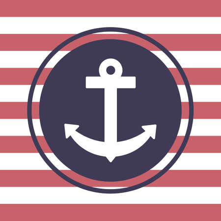 White anchor  Striped backgroundのイラスト素材