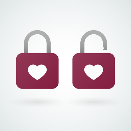Closed and opened padlock icons of loveのイラスト素材