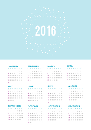 Calendar 2016. Week starts from Sunday.のイラスト素材