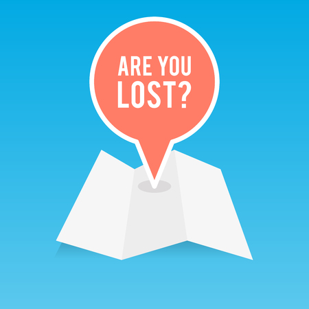 Folded map with a location pinのイラスト素材