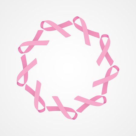 Pink ribbon  on white background.のイラスト素材