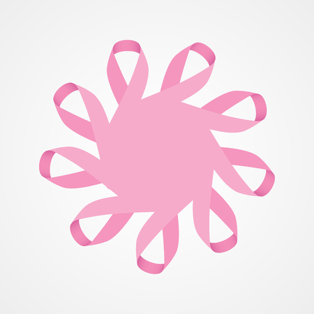 Pink ribbon on colorful background.のイラスト素材