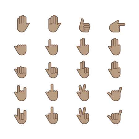 Hands gesture icon set with different expression illustration.のイラスト素材