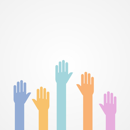 Colorful set of raised hands.のイラスト素材
