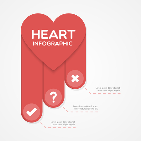 Heart infographic. Flat design, vector illustrationのイラスト素材