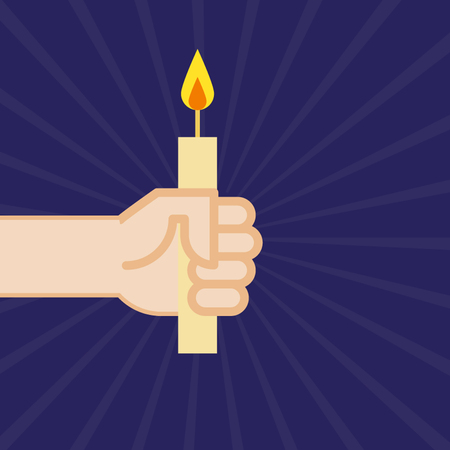 Hand holding candle. Vector illustration, flat designのイラスト素材