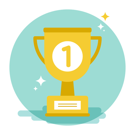 Golden cup award. Trophy icon. Vector illustration, flat designのイラスト素材