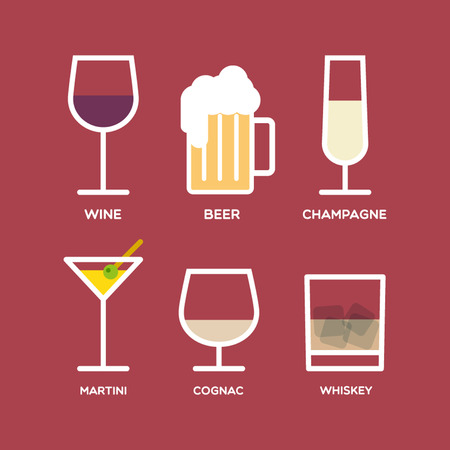 Set of alcohol beverage drink iconsのイラスト素材