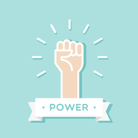 Fist up. Power concept. Vector illustration, flat designのイラスト素材